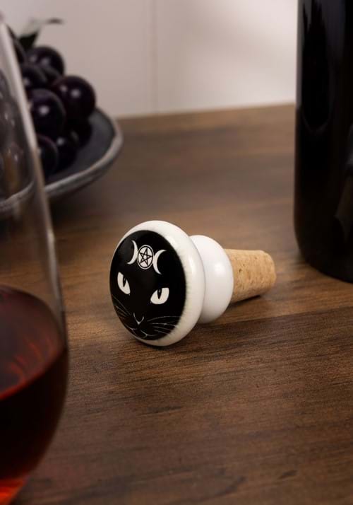 Sacred Black Cat Bottle Stopper