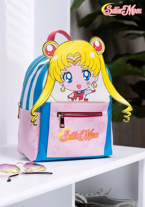 Sailor Moon Chibi Face Blue & Pink Backpack