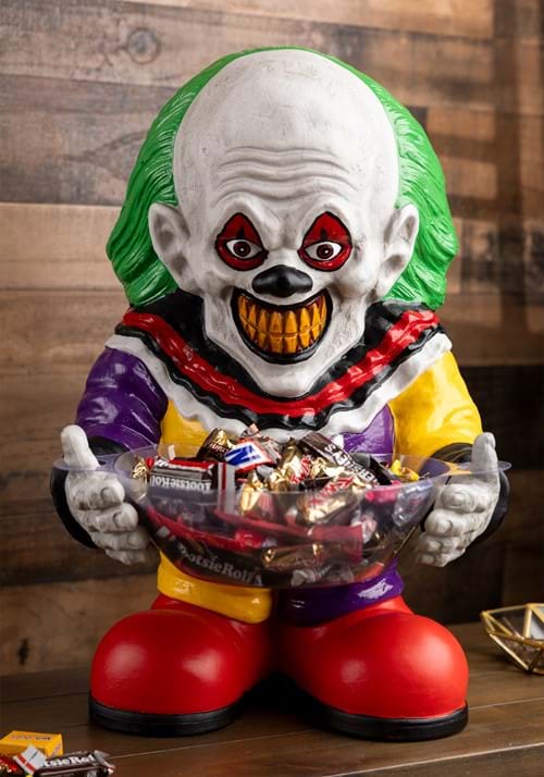 22-Inch Scary Clown Treat Bowl Holder Decoration