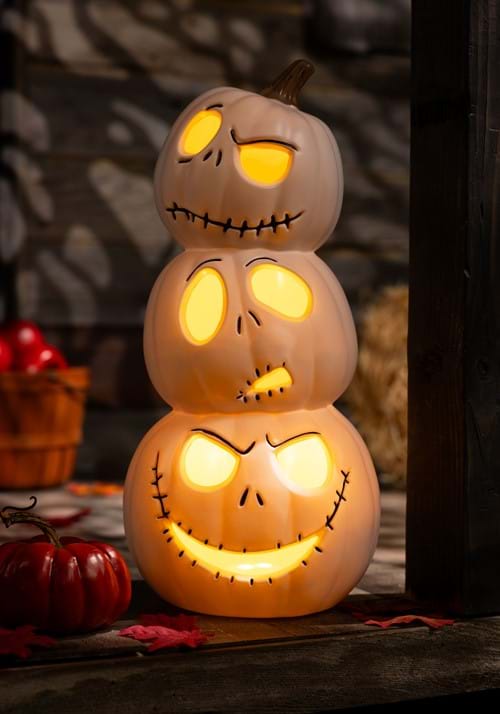 18-Inch Nightmare Before Christmas Jack Skellington Light Up Stacked Pumpkins Decoration