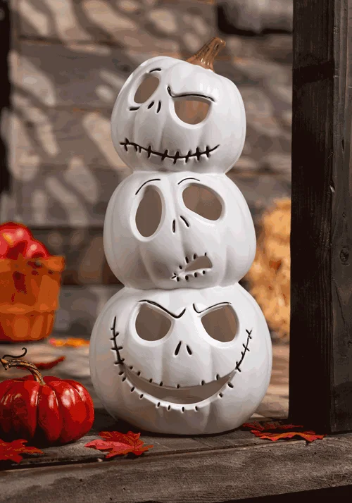 18-Inch Nightmare Before Christmas Jack Skellington Light Up Stacked Pumpkins Decoration