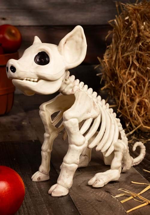 10-Inch Skeleton Seated Pig Decoration