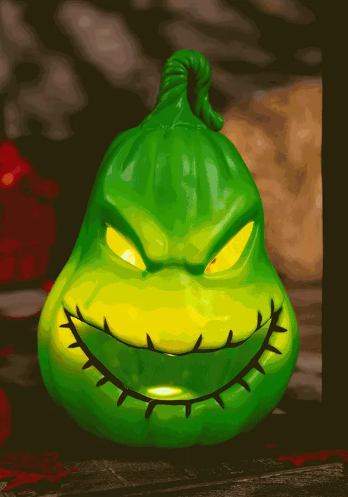12-Inch Nightmare Before Christmas Light Up Oogie Boogie Pumpkin Decoration