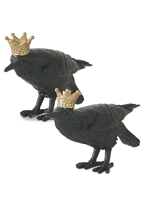 Set of Two Resin Gold Crown Crows Decoration 5 Set of Two Resin Gold Crown Crows Decoration