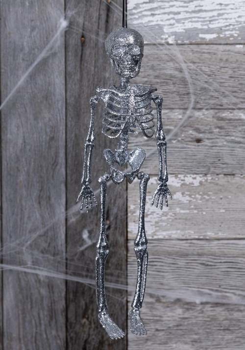 16-Inch Silver Skeleton Glitter Decoration