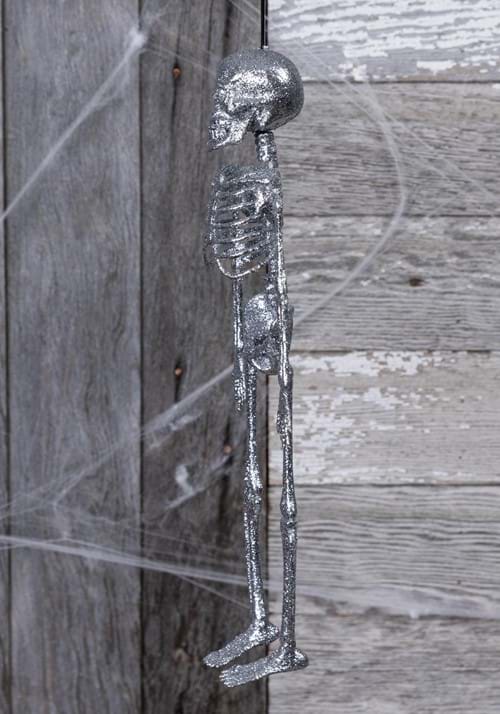 16-Inch Silver Skeleton Glitter Decoration