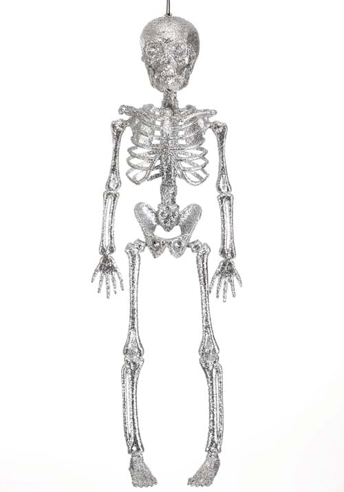 16-Inch Silver Skeleton Glitter Decoration 3 16-Inch Silver Skeleton Glitter Decoration