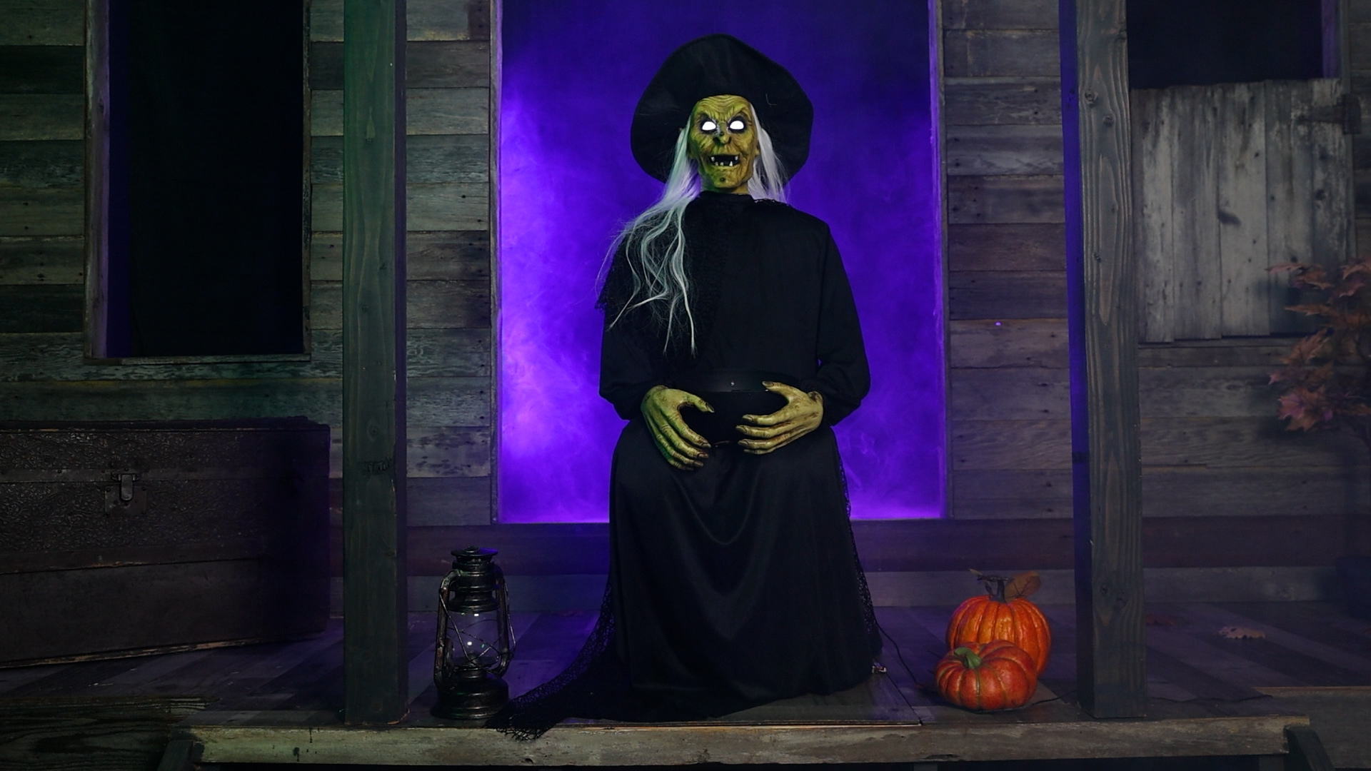 3.5FT Animatronic Seated Witch Holding Candy Bowl Decoration 3 3.5FT Animatronic Seated Witch Holding Candy Bowl Decoration