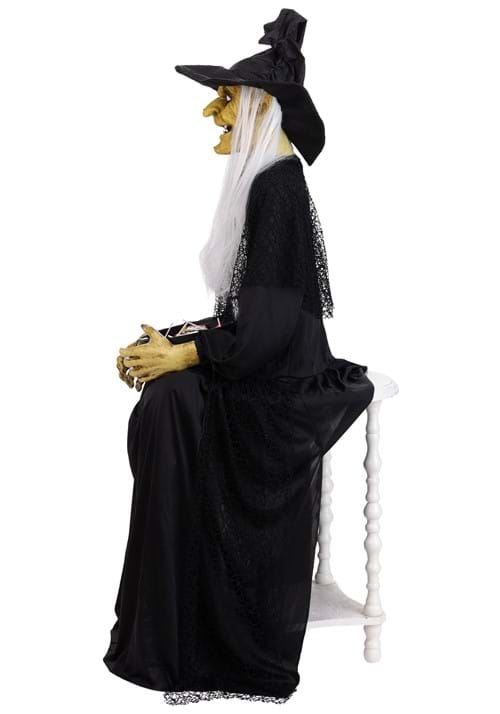 3.5FT Animatronic Seated Witch Holding Candy Bowl Decoration 4 3.5FT Animatronic Seated Witch Holding Candy Bowl Decoration