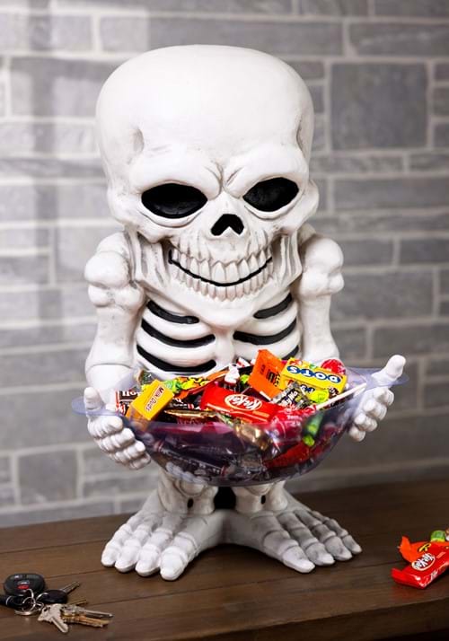 21-Inch Skeleton Treat Bowl Holder Decoration