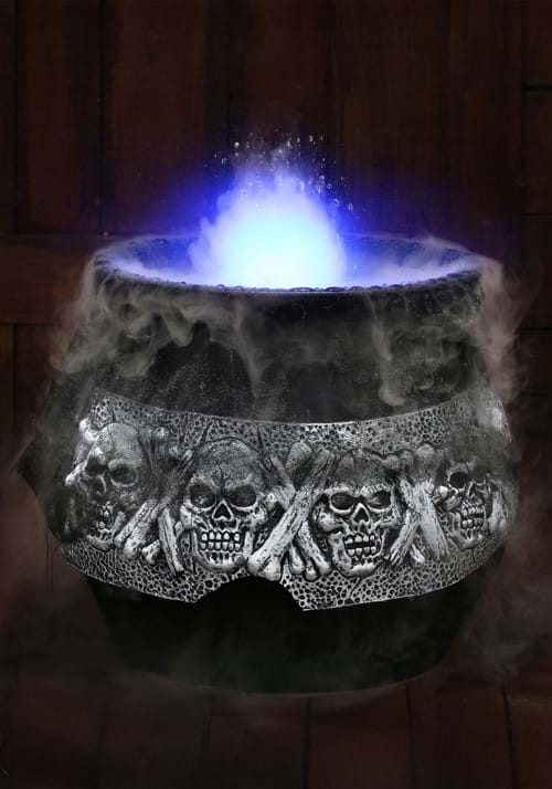 16-Inch Gothic Skull Smoking Cauldron Decoration