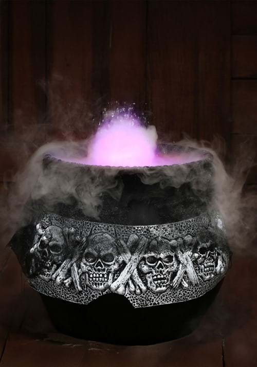 16-Inch Gothic Skull Smoking Cauldron Decoration