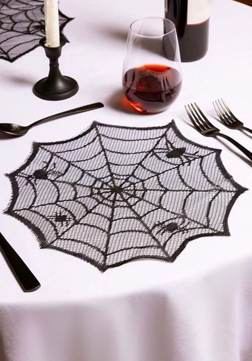 12-Inch Spider Web Black Placemat Table Decoration
