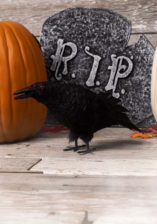 13-Inch Standing Black Crow Prop Decoration
