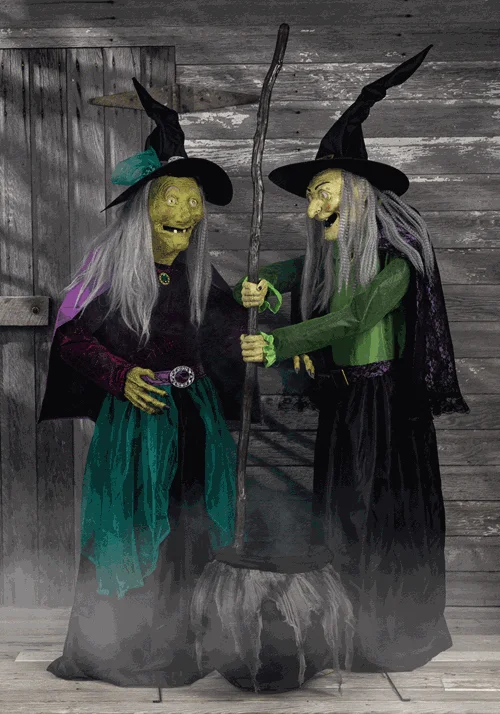 6.5FT Seasonal Visions International Animatronic Stirring Up Trouble Witch Decoration