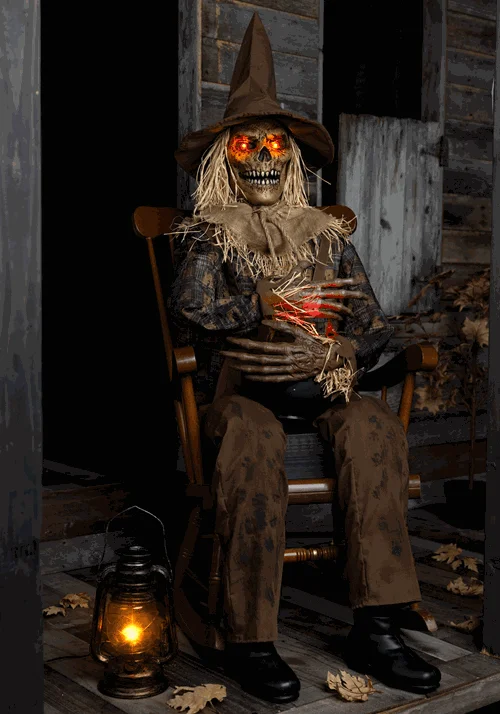 4.8FT Animatronic Swiping Scully the Seated Scarecrow Decoration -Tekky