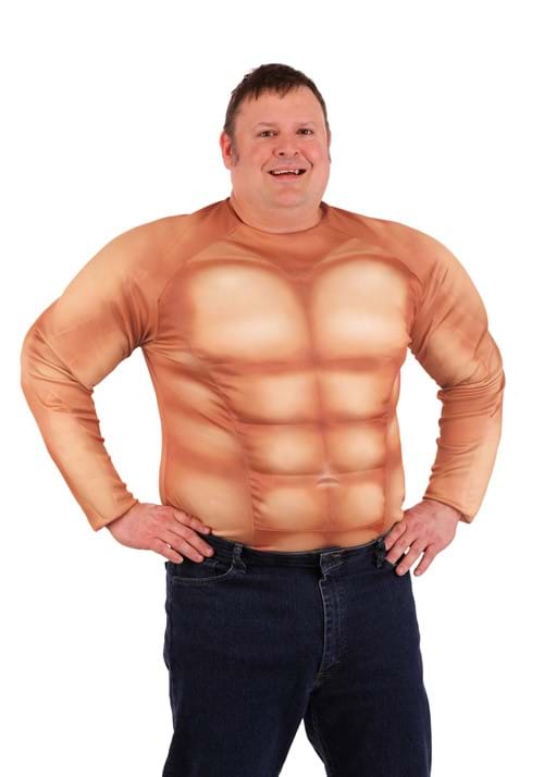 Adult Plus Size Padded Muscle Costume Shirt