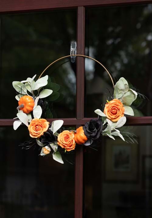 12-Inch Pumpkin Flower Wreath Halloween Decoration