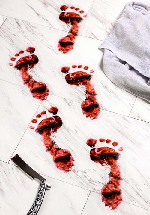 11-Inch White PVC Bloody Footprint Cutout Decoration