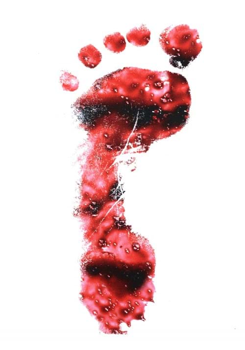 11-Inch White PVC Bloody Footprint Cutout Decoration
