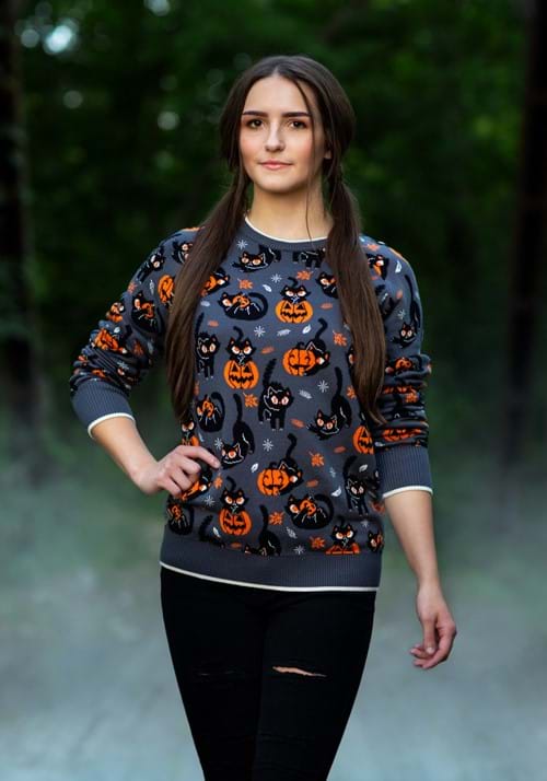 Quirky Kitty Halloween Sweater for Adults
