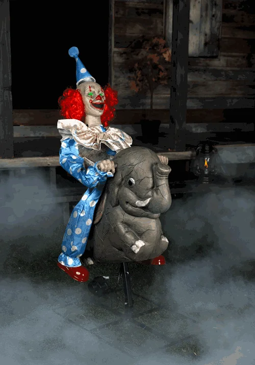 3.5FT Animatronic Rocking Elephant Clown Decoration