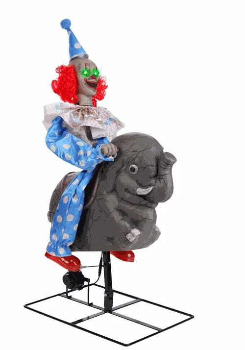 3.5FT Animatronic Rocking Elephant Clown Decoration