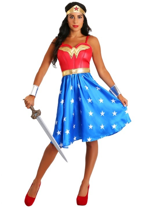 Adult Deluxe Long Dress Wonder Women's Costume