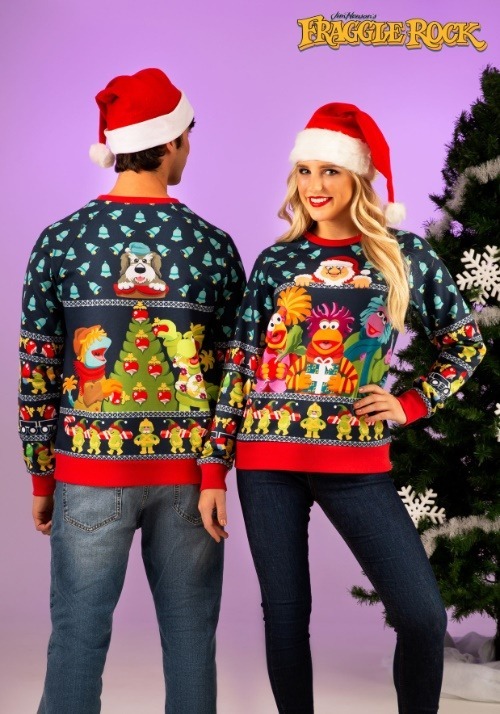 Fraggle Rock Sublimated Ugly Christmas Sweatshirt for Adults