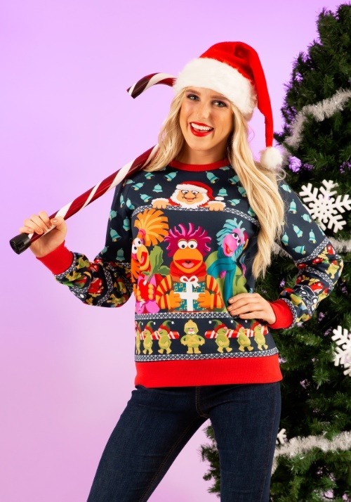 Fraggle Rock Sublimated Ugly Christmas Sweatshirt for Adults