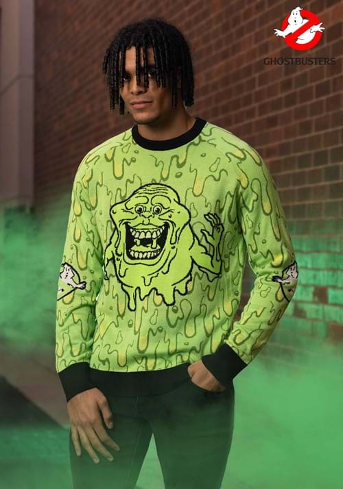 Ghostbusters Slimy Salutations Slimer Adult Sweater
