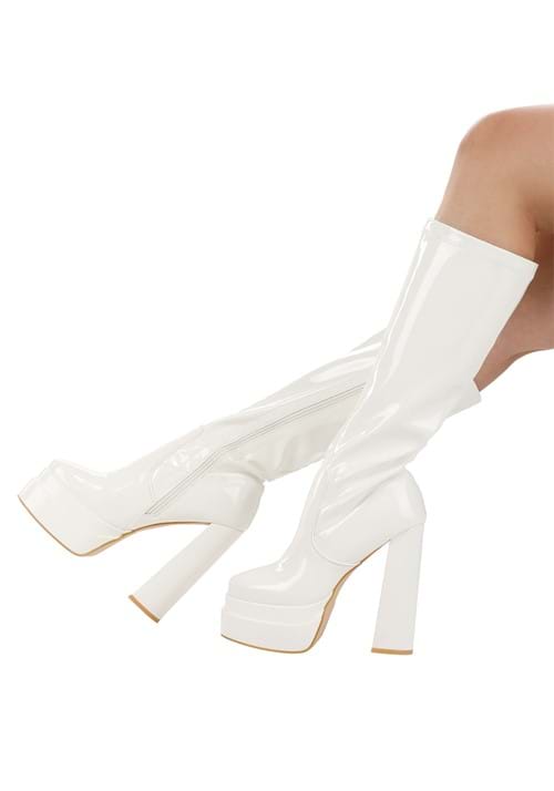 Adult White Patent Platform Gogo Boots