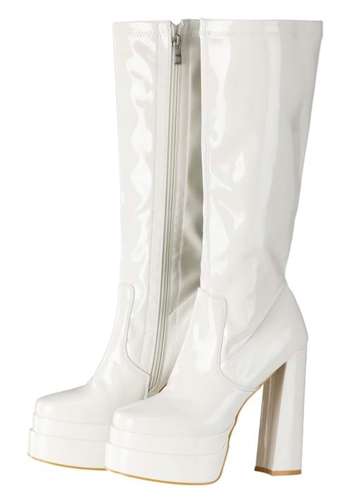Adult White Patent Platform Gogo Boots