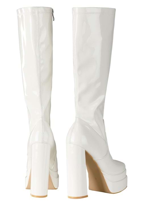 Adult White Patent Platform Gogo Boots