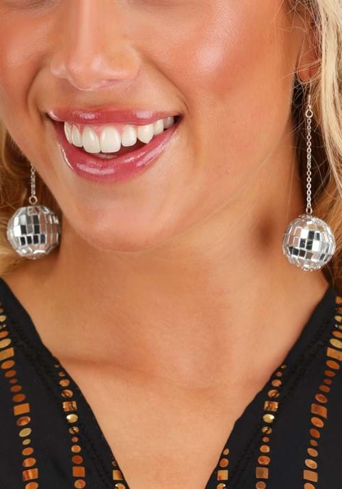 1-Inch Silver Disco Ball Costume Earrings