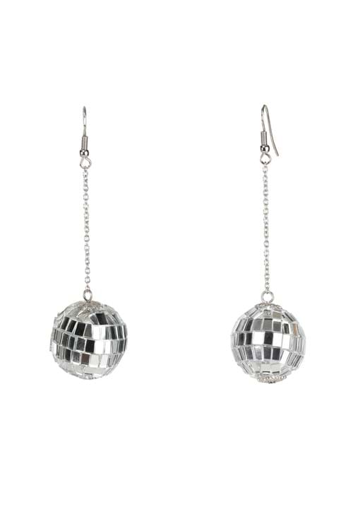 1-Inch Silver Disco Ball Costume Earrings