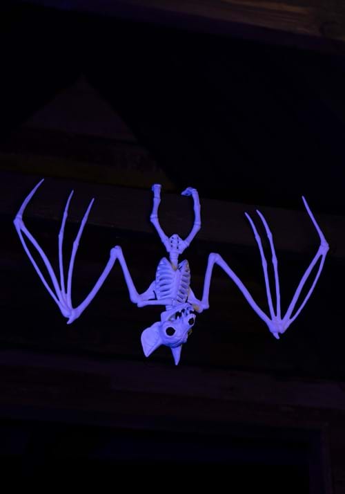 11-Inch Ghostly Black Light Bat Skeleton Decoration