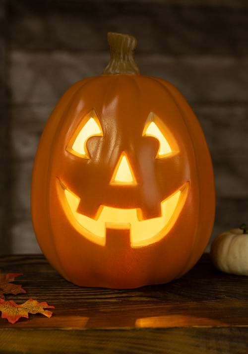 12-Inch Smiling Light Up Pumpkin Decoration