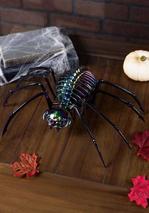 13-Inch Oil Slick Spider Skeleton Decoration