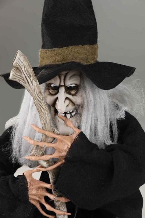 17-Inch Black Brewing Witch with Cauldron Prop