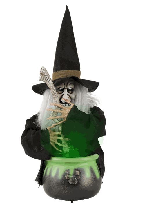 17-Inch Black Brewing Witch with Cauldron Prop 6 17-Inch Black Brewing Witch with Cauldron Prop