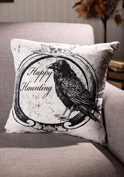 Happy Haunting Raven 18-Inch Pillow Cover