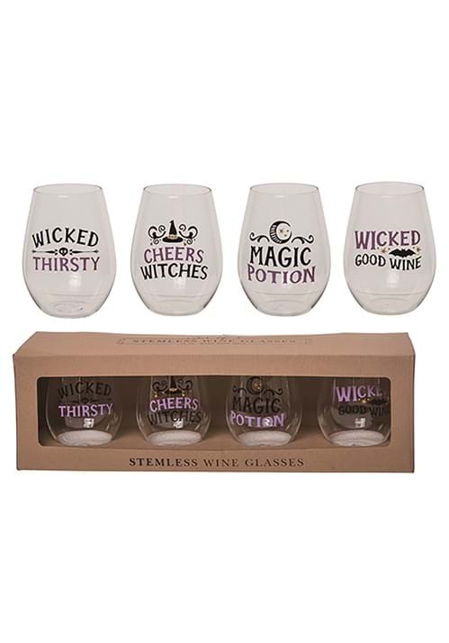 Witchy 18 Ounce Stemless Wine Glass Set