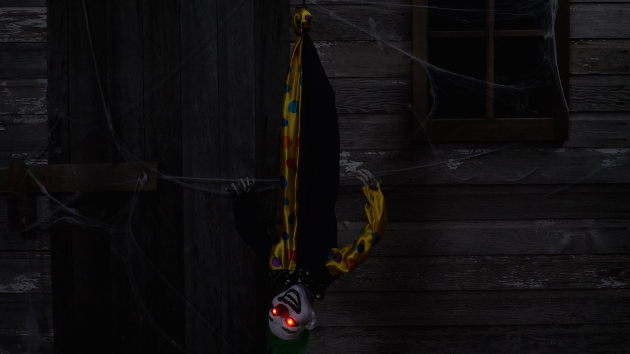 2.8FT Hanging Evil Clown Animated Decoration 3 2.8FT Hanging Evil Clown Animated Decoration