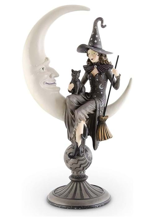 20-Inch Sitting Witch with Crescent Moon Decoration