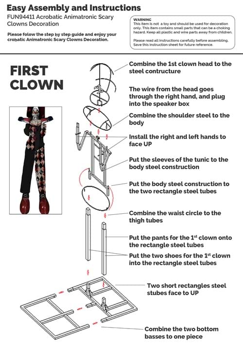 12FT 3-Stacked Acrobatic Clowns Animatronic - Brick Thunder 12 12FT 3-Stacked Acrobatic Clowns Animatronic - Brick Thunder