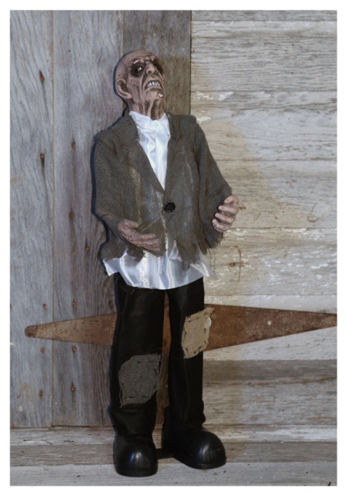 30 Inch Gray Moving Zombie Prop Animated Decoration