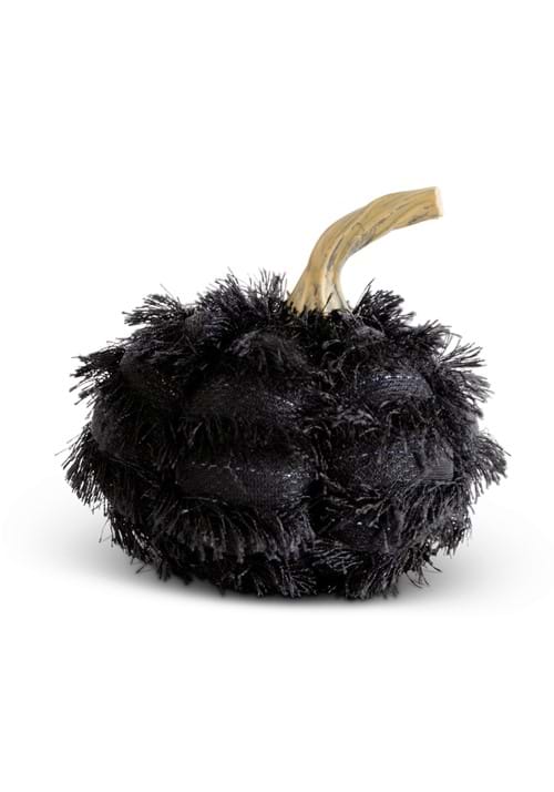 4-Inch Black Fringe Eyelash Pumpkin Decoration