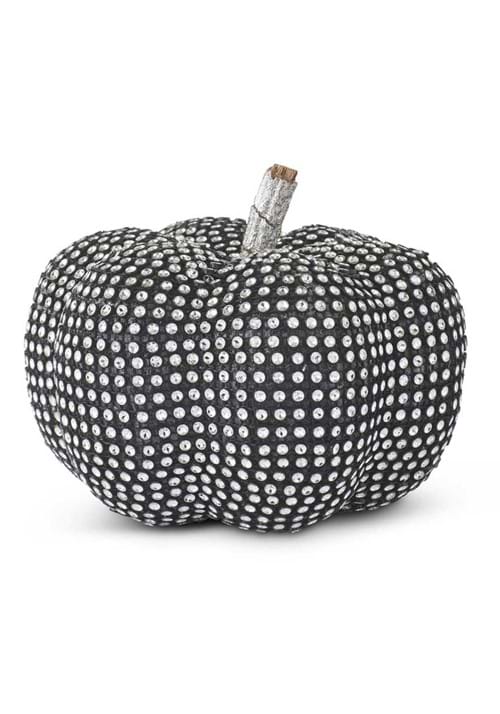 5-Inch Black Pumpkin with Clear Rhinestones Decoration