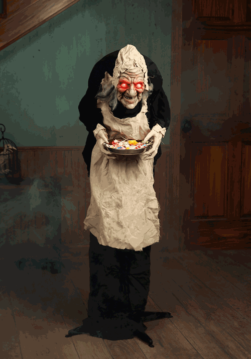 5FT Greeter Old Lady Hag Animated Decoration - Scream Saver